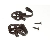 CURTAIN TIE BACK HOLD BACK HOOKS SMALL BOW 45MM BLACK + SCREWS ( 1 pair )