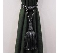 Curtain Tie Backs 1Pc Tieback Hanging Ball Tassels Pendant Adjust Braided Buckle Rope Holdbacks Window Drapery(Mix Black)