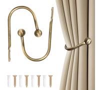 Curtain Tie Backs Hooks, 2 Pcs Metal Curtain Holdbacks Wall Mounted Drapery Holders With Screws Retro U-Shaped Curtain Tieback Decorative Drapery Holder for Fixed Curtain or Hanging Items