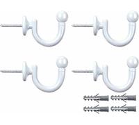 Curtain Tie Backs Hooks-4PCS,Curtain Holdbacks, Curtain Drapery Holdbacks, DWUENT Wall Mounted Window Curtain Holder Hooks, Drapery Holdbacks for Fixed Curtain or Hanging Items(WHITE)