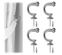 Curtain Tie Backs Hooks, 4Pcs Silver Curtain Tie Back Fixings Ball End Curtain Hooks U Shaped Curtain Tieback Hook Heavy Duty Metal Ball End Tie Back Hook for Curtains Clothes Coat Hanger