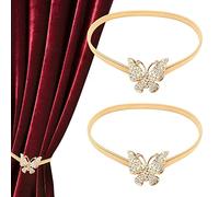 Curtain Tie Backs Metal Curtain Holdbacks Adjustable Tie Backs for Curtains Drapes Clips Rope Holdbacks Curtain Tiebacks Curtain Holder Buckle for Home Office Window Decorative,Gold Butterfly,2 Pack