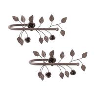 Curtain Tie Backs Set of 2 Recycled Cast Iron Curtain Holdbacks with Botanical Leaf Design Finish Vintage Style Wall Mounted Antique Brown Curtain Tie Back Hooks