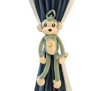 curtain tie backs, Soft Plush Cartoon Holder Straps with Elastic Buckle, for Bedroom Living Room Home Decorations(Green,1)