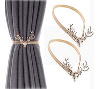 Curtain Tiebacks, 2 Pack Aluminum Alloy Spring Design Curtain Holdback, Gold Ties Backs for Curtains, Holdbacks Hold Drape for Home Office Hotel Window Treatment Deco