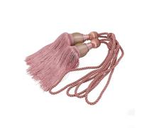 Curtain Tiebacks, 2 Pack Large Ball Tassel Rope Holdbacks, European Style Gold Wire Decorative Drapery Hooks for Living Room Bedroom Window Treatment(Pink)