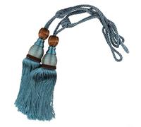 Curtain Tiebacks, 2pcs Large Tassel Ball Curtain Rope Tiebacks with Gold Wire, Decorative Holdbacks for Window Drapes and Curtains(Blue)