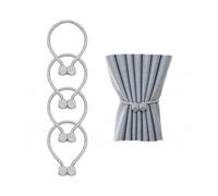 Curtain Tiebacks,4 PCS Magnetic Curtain Tie Backs Curtain Drapes Clips Curtain Clips Rope Holdbacks for Home Office Hotel Window Draperies Decoration Grey