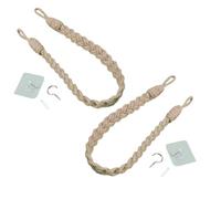 Curtain Tiebacks, Braided Drapery Holdback Holders Decorative Rope Tie Holders with Metal Hook for Decors Tiebacks