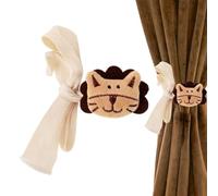 Curtain Tiebacks - Cute Plush Animal Curtain Holdbacks | Cartoon Lion And Tiger Decorative Rope | Soft Drapery Ties For Kids Room Nursery And Bedroom Window Decor, Tool-Free Installation, 1 Pack