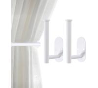 Curtain Tiebacks Hooks Wall Mounted, Curtain Holdbacks Screw-in, Curtain Holders for Drapes, Curtain Pull Backs, Curtain Tie Backs 304 Stainless Steels, 2pcs White