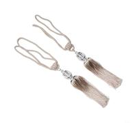 Curtain Tiebacks Rope Holder Pair with Tassel and Beaded Ball, Decorative Polyester Curtain Accessories for Living Room, Bedroom, Dining Room and Study(apricot)