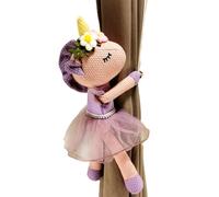 Curtain tiebacks, Soft Knitted Fabric Animals Decorations Curtain Holder Straps Holdbacks with Elastic Button(Purple Unicorn,1)