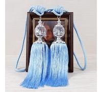 curtain ties Curtain Tassel Spike Lace Crystal Ball Ties Tied Rope Accessories Living Room Curtain Hanging Ball Accessories tie backs for curtains (Color : Light blue)