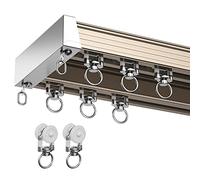 Curtain Track 1-6M for U/L-Shaped/Straight Window,Heavy-Duty Curtain Rails with 90 Degree Corner,Double Curtain Rods/White/1M/3Ft