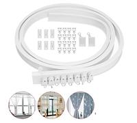 Curtain Track, Ceiling Curtain Track 1M/2M/3.0M/4M/5M/6M Flexible Ceiling Curtain Track Bendable Window Rod Rail Straight Curve Curtain Accessories Kit Home Decor(2M Side Clamping)