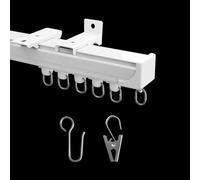 Curtain Track Ceiling Mount Heavy Duty Curtain Tracks Rods System Room Divider Partition Curtain Ceiling Rails Clips Hooks Sliding Shower-Ceiling Track 9 ft White.