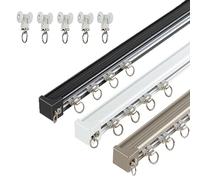Curtain Track Ceiling Or Wall Mount 1.8m 2m 2.2m 2.6m 2.8m 3.2m 3.5m 3.8m 4.1m Heavy-Duty Curtains Rails With Silent Rollers, Room Divider Track, Curtain Rod For Office And Living Room(Gray,1.8m)