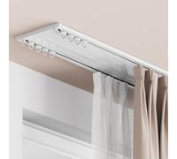 Curtain Track Double Curtain Rail Ceiling Curtain Track 1.2m 2.6m 3.5m 4.2m 5.8m Silence Curtain Rod Aluminium Double Tracks for Room Divider Bedroom Balcony(White,150cm)