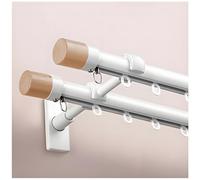 Curtain Track,Double Curtain Track Rod for Windows - Decorative Drapery Pole with Cap Finial, Sliding Rail System for Bedroom, Living Room, Hotel, 9.8FT/300CM, White - Enhance Your Home Dec