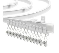 Curtain Track for Bay Windows, 2.5m Flexible Bendable Curved Curtain Rail Ceiling Wall Mount Plastic Heavy Duty Sliding Curtain Tacks and Fittigs, White 8Ft