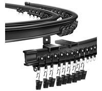Curtain Track for Bay Windows Curtain Rail, 4.26m/14ft Flexible Bendable Ceiling Curtain Track, Black Plastic Wall Ceiling Mounted Curtain Tracks System and Fittings for RV Room Divider Heavy Curtains