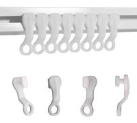 Curtain Track Glider Hooks White Plastic Rail Runners 100 Pack Heavy Duty Swish Drape Gliders Easy Fit Smooth Sliding Roller Pulley Replacements for Ceiling Wall Tracks Caravan Boat Campervan Blinds