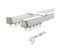 Curtain Track Glider Rails 150/240/330/470/500cm Double Aluminium Shower Curtain Poles For Room Divider Bedroom Wall Or Ceiling Mount With Fittings(White,260cm)