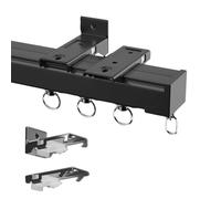 Curtain Track Kit, Aluminum Alloy Ceiling or Wall Mount Curtain Rail with Mute Rollers, Flexible and Durable Design for Heavy Curtains