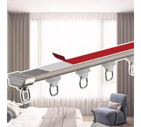 Curtain Track,No Drill, Aluminum Alloy Cuttable Shower Rod for Bathroom, Self Adhesive Straight Room Separation Rails, 3.3ft-32.8ft