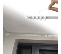 Curtain Track Plastic Self Adhesive Shower Curtain Track, No Drill Window Rod Rail System, Lightweight Curtain Slider Tracks for Bathroom/Bedroom/RV(Wall mount,0.5m (1.6ft))