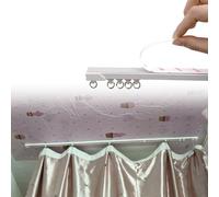Curtain Track Plastic Self Adhesive Shower Curtain Track, No Drill Window Rod Rail System, Lightweight Curtain Slider Tracks for Bathroom/Bedroom/RV(Ceiling mount,3.40m (11.2ft))
