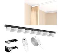 Curtain Track System 11.8ft - Ceiling or Wall Mount Snap Track Set for Room Dividers, Living Room, Bedroom & Shower - Durable Noir Finish, Easy Installation