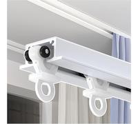 Curtain Track System,Ceiling Hidden Curtain Track, 3.0m Invisible Rail System in White & Black for Bedroom, Living Room & Privacy Spaces - Sleek, Modern Design, Easy Installation