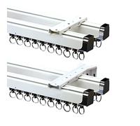 Curtain Track System,Double Ceiling Rail Curtain Track System 1m-5m for Bay Windows & Home Office, Wall/Ceiling Mount with Fittings, Sliding Rod for Curtains - Versatile White (1.3m)