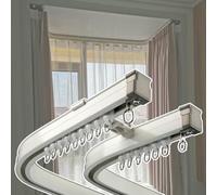 Curtain Track System, Double Curved Rail, Flexible Ceiling Wall Mount, Aluminum Alloy with Fittings