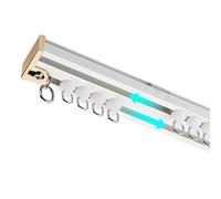 Curtain Track System, Double Groove Aluminium, Ceiling or Wall Mounted, Silent Blackout Curtain Rails for Living Room and Bedroom Room Divider