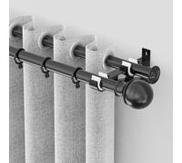 Curtain Track System,Heavy Duty Double Curtain Track Rods for Eyelet Curtains, Ceiling Mount, Adjustable Side Pole, 200cm, Black - Perfect for Home Décor and Window Treatments