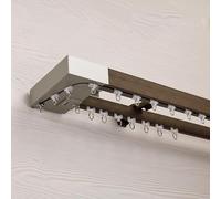 Curtain Track System,Heavy Duty Double Curtain Track System - Imitation Wood Grain, Wall Mounted, Custom Length (2.7m/8.9ft) for Living Room, Bedroom & Room Div