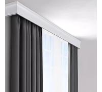 Curtain Track White Wall-Mounted Curtain Pelmet Box with Double Tracks, 3-in-1 Curtain Rail Bracket for Bay Window, Heavy-Duty Room Divider Rods Top Mounted 1m - 5m,White-190cm/74.8in/6.2ft