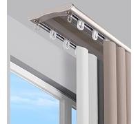 Curtain Tracks Ceiling Mounted Curtain Double Tracks Ceiling Track System Silent curtain track Double rows curtain track with Mute Rollers for Privacy in Open Rooms(Gold,3.1m(10.2ft))