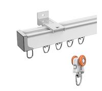 Curtain Tracks Ceiling or Wall Mounting Curtain Guide Rail Slide Rail Single/Double Curtain Poles Tracks Home Decor Curtain Rail Set Including All Install Fitting Privacy Room Divider(Color: