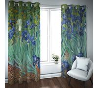curtain Van Gogh Irises Blackout Curtains for Farmhouse Famous Oil Painting Garden Floral Print Grommet Room Darkening Window Drapes 52"x45" 2 Panels
