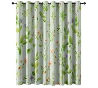 Curtain W 46" x L 72" (2 Panels) Grommet Top Room Darkening Small Flowers Watercolor Pastoral Blackout Curtains Sound and Heat Reduction for Bedroom Green Pink