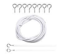 Curtain Wire Net Curtain Wire And Hook Set Cord Cable And Eyes For Net Curtains Rail Net Curtains Tension Rod Curtain Hooks Plastic White Hooks 2-Meter HTUK (2M)