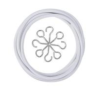Curtain Wire Net Curtain Wire Cord Cable with Hooks and Eyes, White (2 Meter)