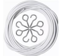 Curtain Wire with Hooks and Eyes - 1m Extra Strong Curtain Wire with 2 Hooks and 2 Eyes - Perfect Curtain Wire Kit, White