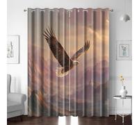 Curtain with Eyelet For Bedroom Eagle Mountain Landscape 3D Thermal Insulated Room Darkening Curtains for Kids Boys Girls Nursery Living Room Home Decoration 2 Panels Window Drapes