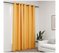 Curtain Yellow Linen-Look Blackout 290x245cm 12 Grommets 100% Polyester Thermals