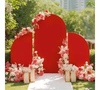 Curtainboro Set of 3 Wedding Arch Cover, 5ft 7.2ft 5ft Fabric Arch Backdrop Cover Double Sided Fitted Spandex, Round Top Backdrop Cover for Wedding Birthday Party Baby Shower Banquet Decoration